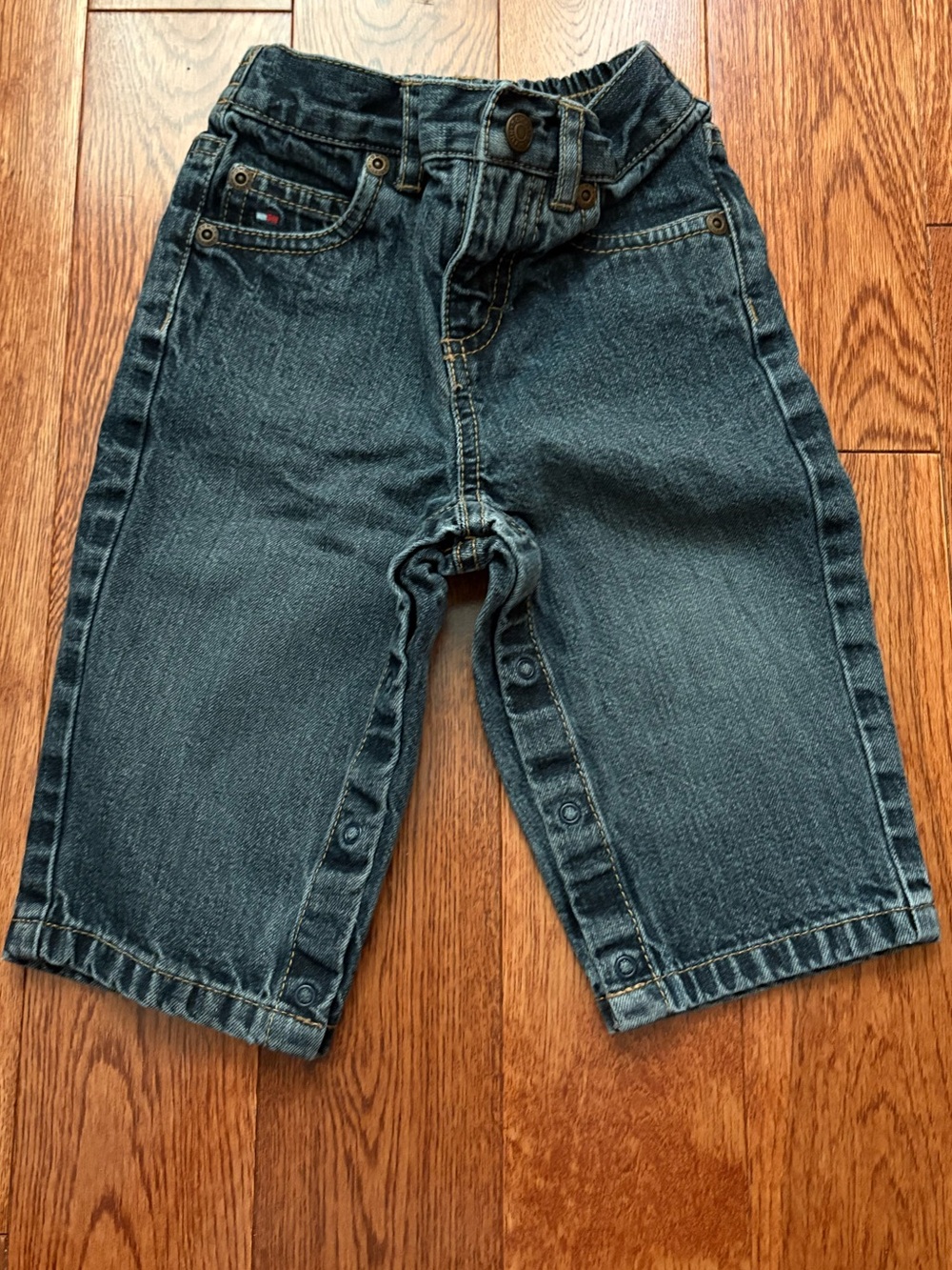 Tommy Hilfiger Kids Dark Blue Denim Snap-Front Jeans